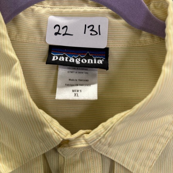 Patagonia Men's Shirt XL Yellow Button-Up Lightweight Outdoor Casual Long Sleeve - Picture 9 of 9